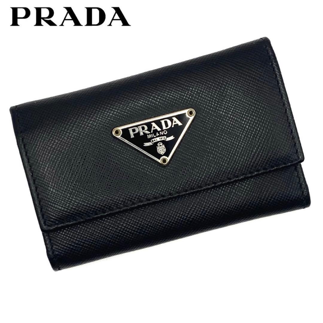 PRADA プラダ 6連 キーケース M222A ブラック サフィアーノ