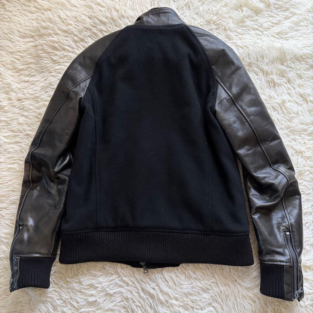 バックラッシュ スタジャン 牛革 カシミヤ混 ウール 切り替え レザー Lサイズ