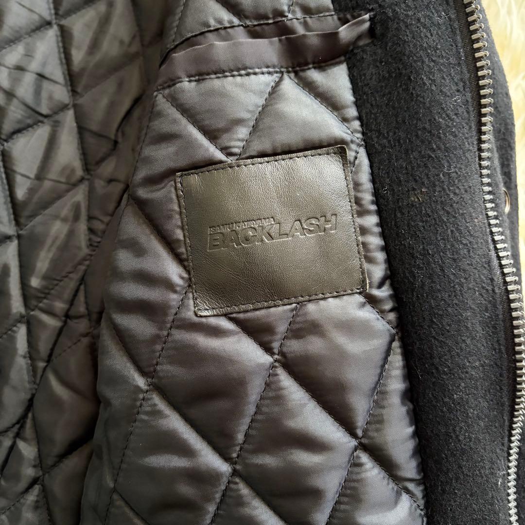 バックラッシュ スタジャン 牛革 カシミヤ混 ウール 切り替え レザー Lサイズ