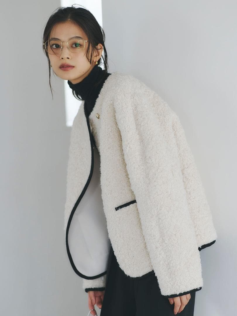 1 即日発送 新品 anuans ECOPELパイピングボアジャケット IVO