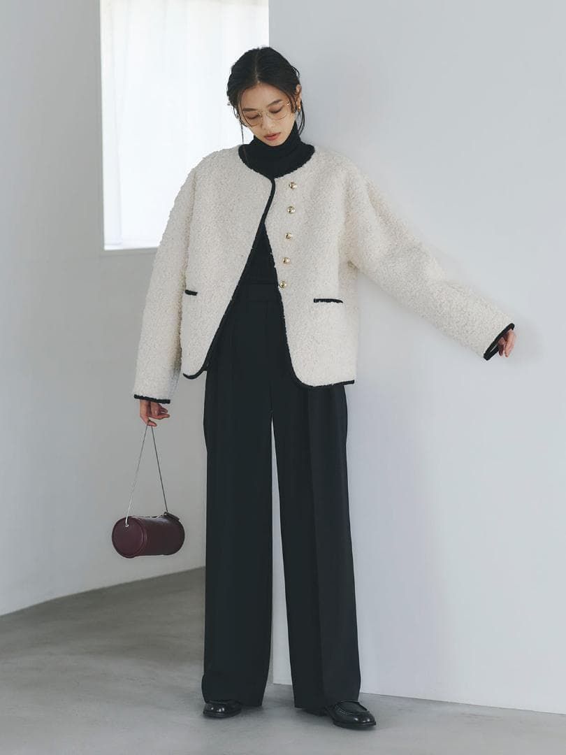 1 即日発送 新品 anuans ECOPELパイピングボアジャケット IVO