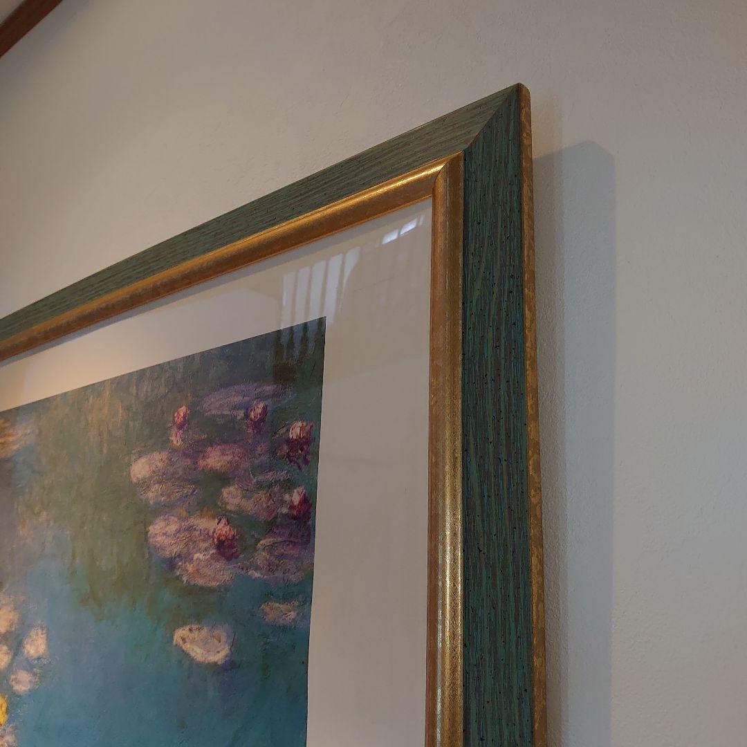 【特注額縁】高級印刷画　クロード・モネ　睡蓮　複製画　絵画　名画　大判