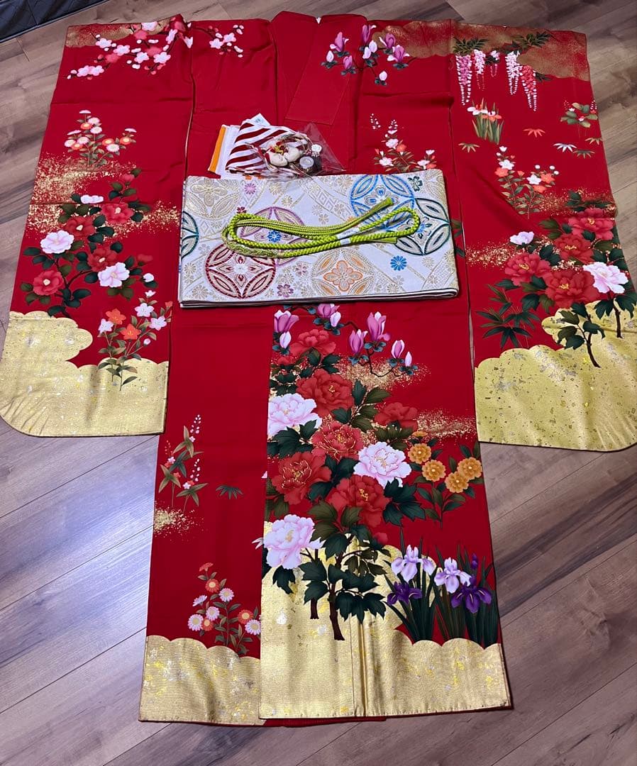 振袖 フルセット 成人式 赤 金彩
