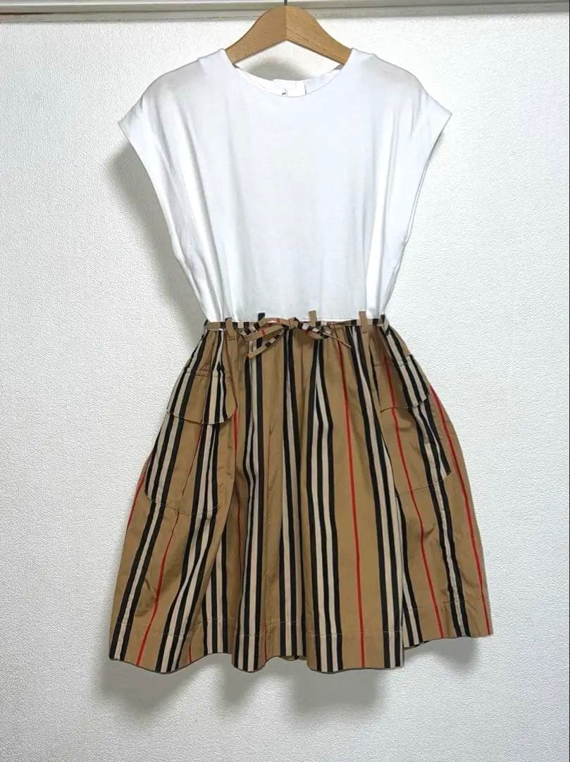 BURBERRY アイコンストライプ 切り替えワンピース