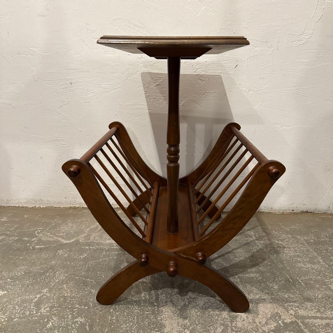 年末年始saleヴィンテージ　木製サイドテーブル　マガジンラック付き