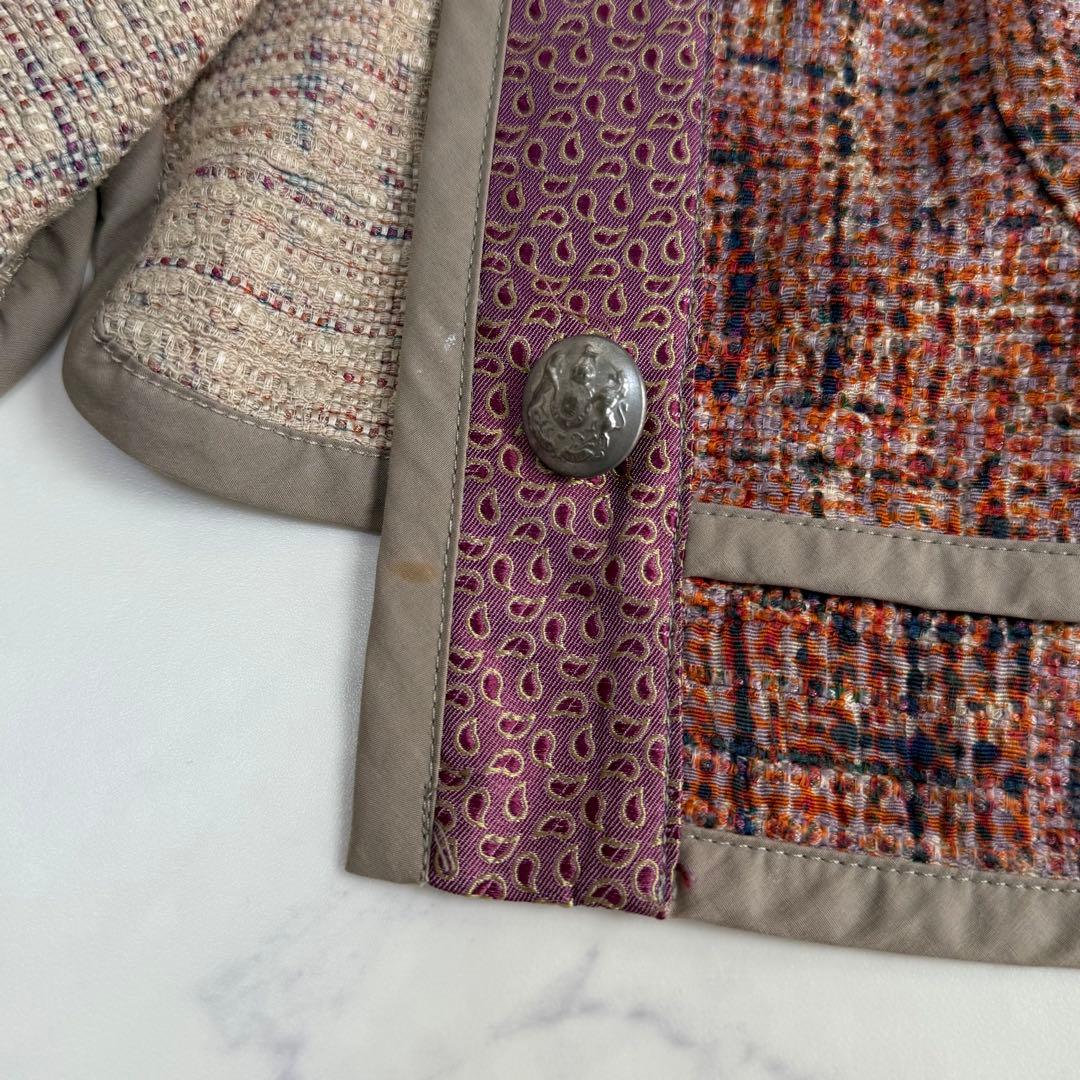 ETRO✨エトロ✨シルク混ノーカラージャケット　ツイード　イタリア製　Mサイズ