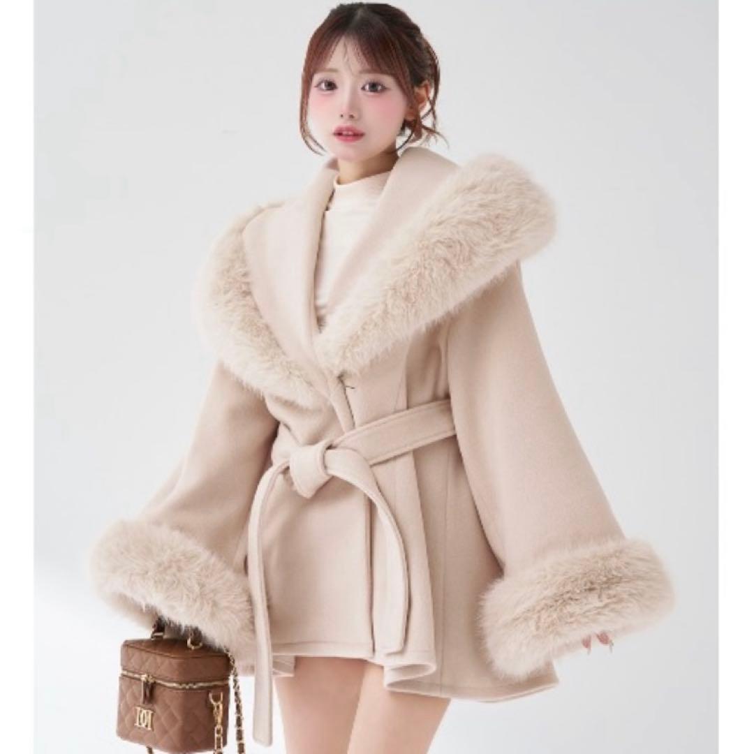 ユイです★ハンガー付き ウエストベルトプリンセスラインコート PINK