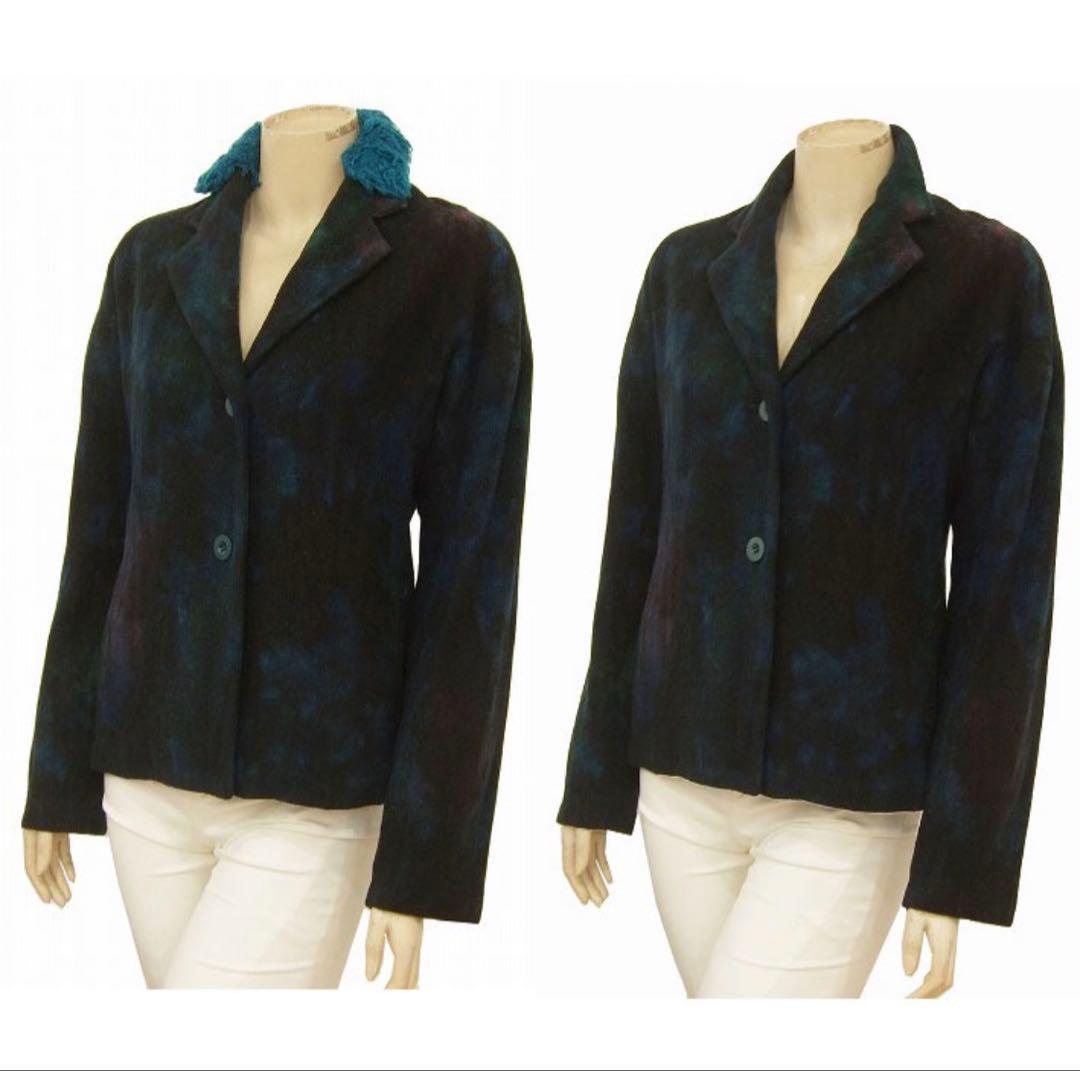 イッセイミヤケISSEY MIYAKE★グラデーション★ファー付ジャケット★L位