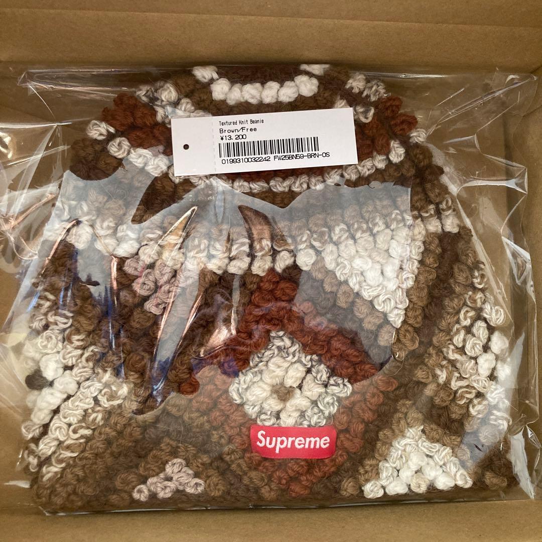 【新品】Supreme Textured Knit Beanie Brown
