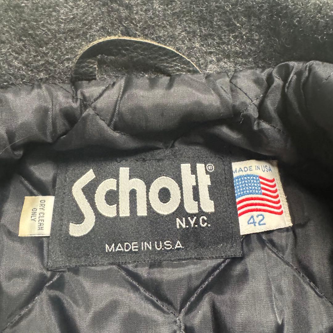 【希少42サイズ】ショット　736A Pコート　ウールメルトン　チャコールグレー