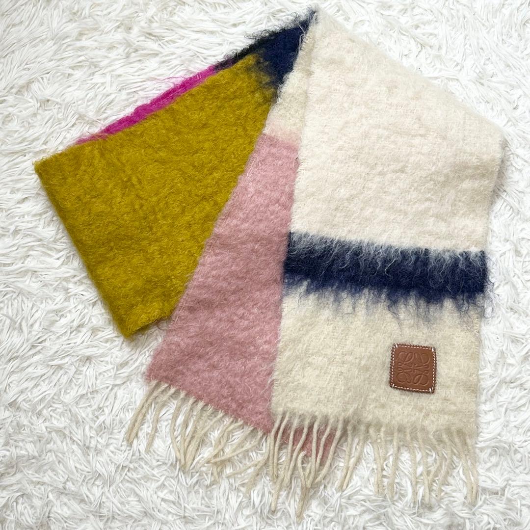 ロエベ マフラー モヘア×ウール アナグラム マルチカラー グラデーション