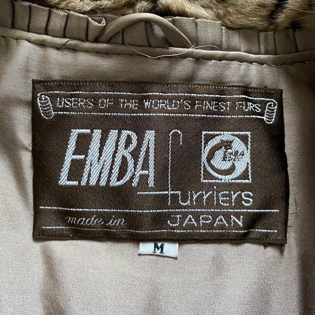 極美品■エンバ　レオパード柄　リアルファー　毛皮　ロングコート　豹柄　M