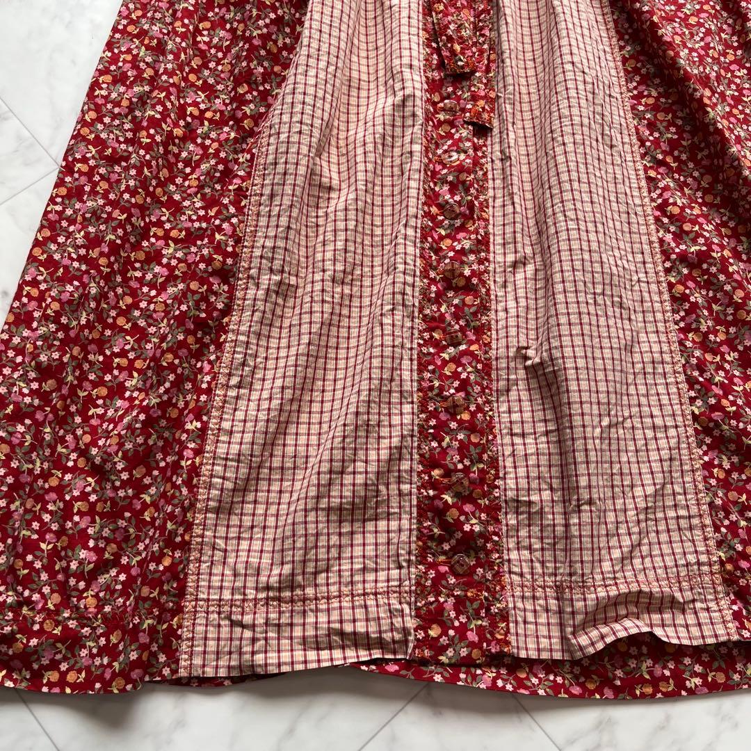 PINK HOUSE パッチワーク　ロングワンピースピンタック フリル 日本製