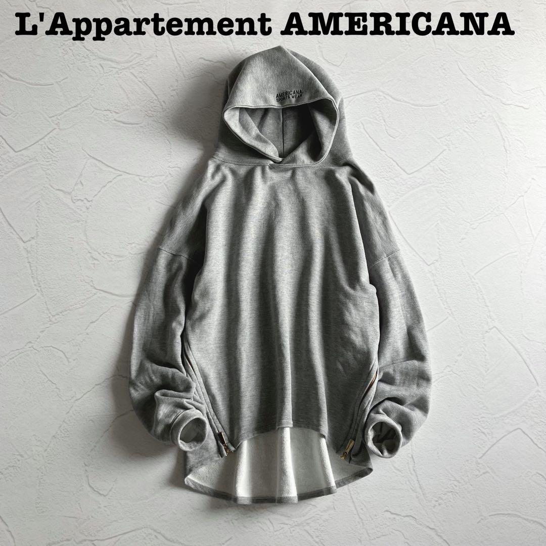 アパルトモン別注 アメリカーナ サイドジップパーカー スウェット フード グレー