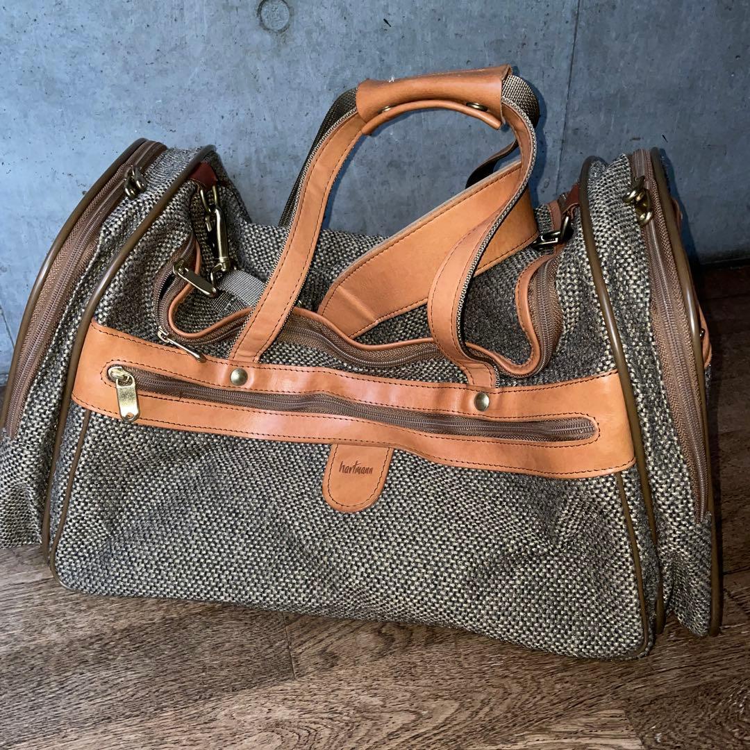極美品Hartmann ボストンバッグ ツイード レザー 出張 大容量