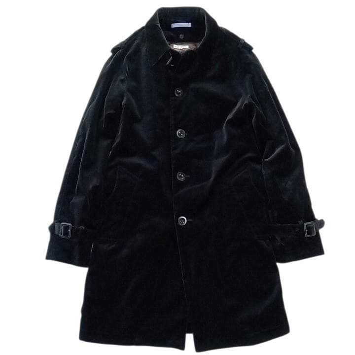 良品 Paul Smith ポールスミス ベロア トレンチコート M 黒 別珍