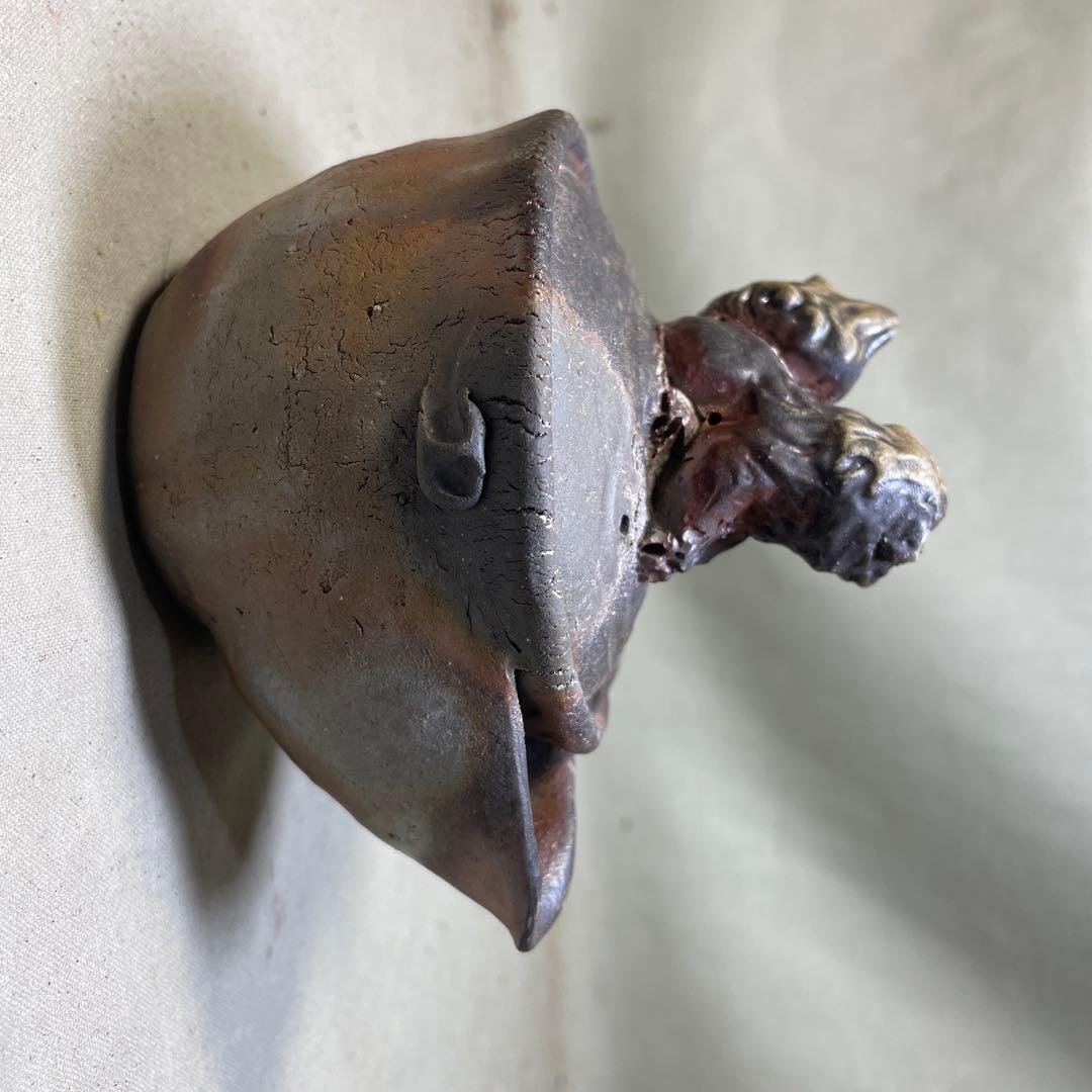 ト*ン様 備前焼　備前手造り龍宝瓶　獅子宝瓶 在銘 ２点セット 煎茶器 急須 煎