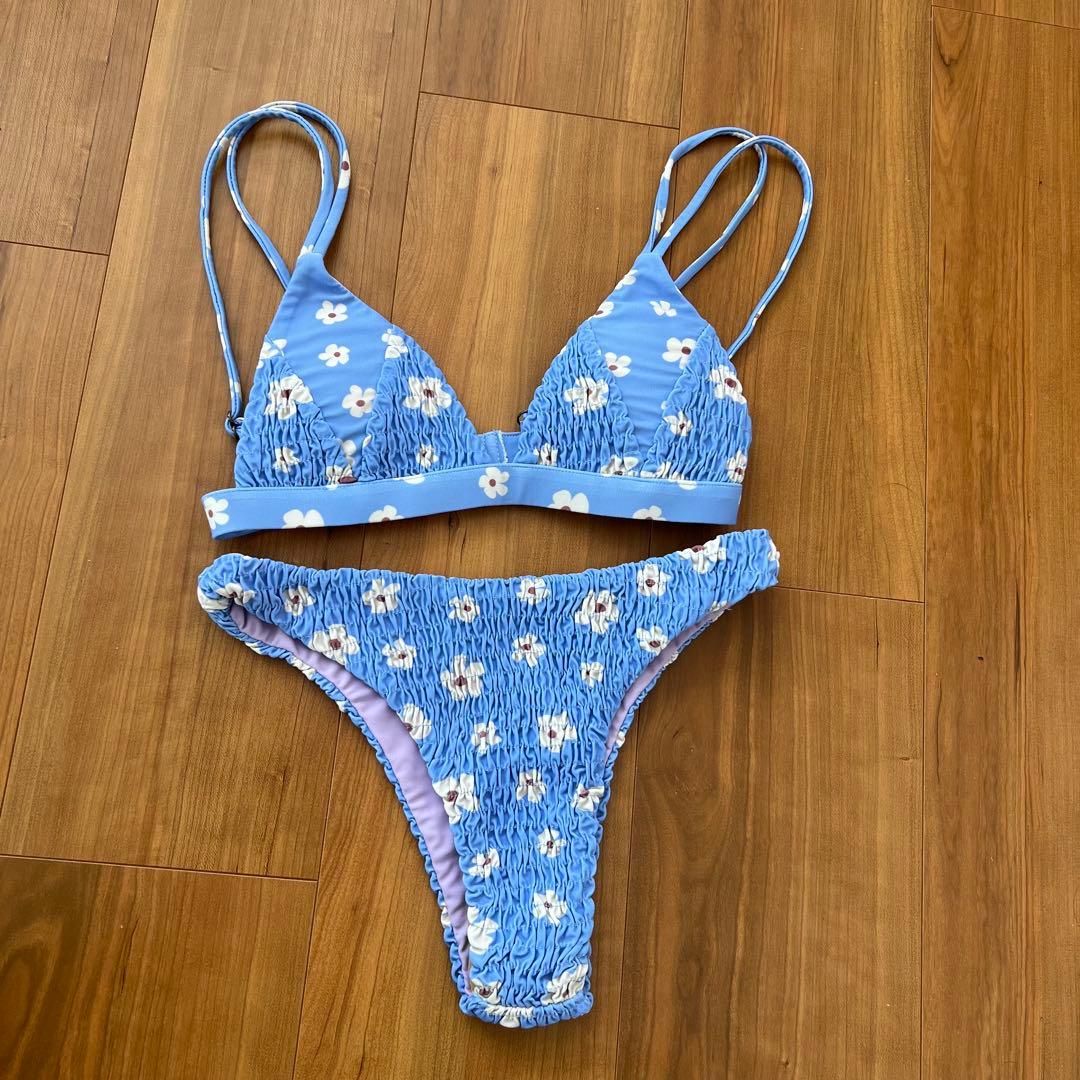 RESELVES 花柄三角ビキニ 青色