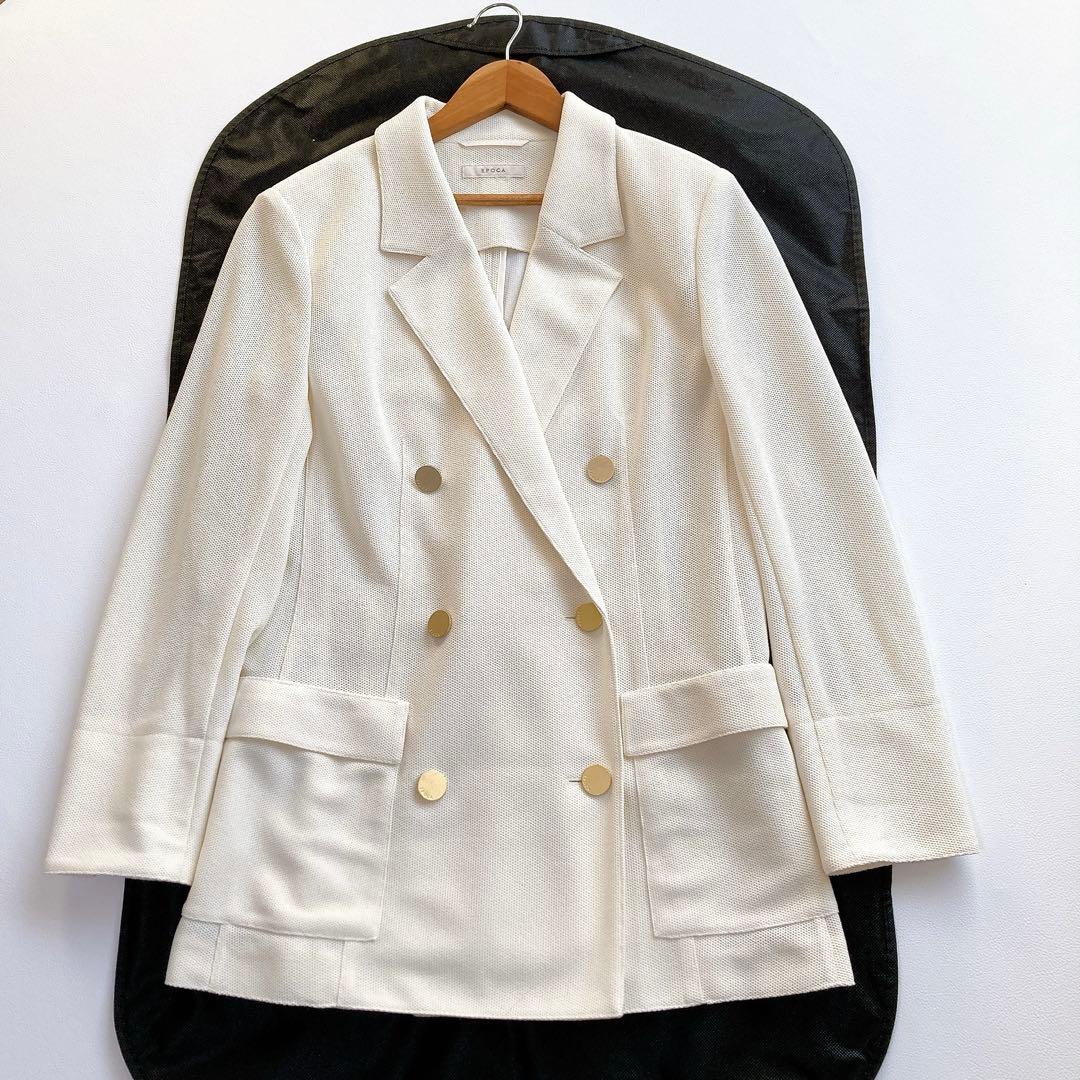 極美品 EPOCA ダブルブレストジャケット 金ボタン アイボリー 40 M