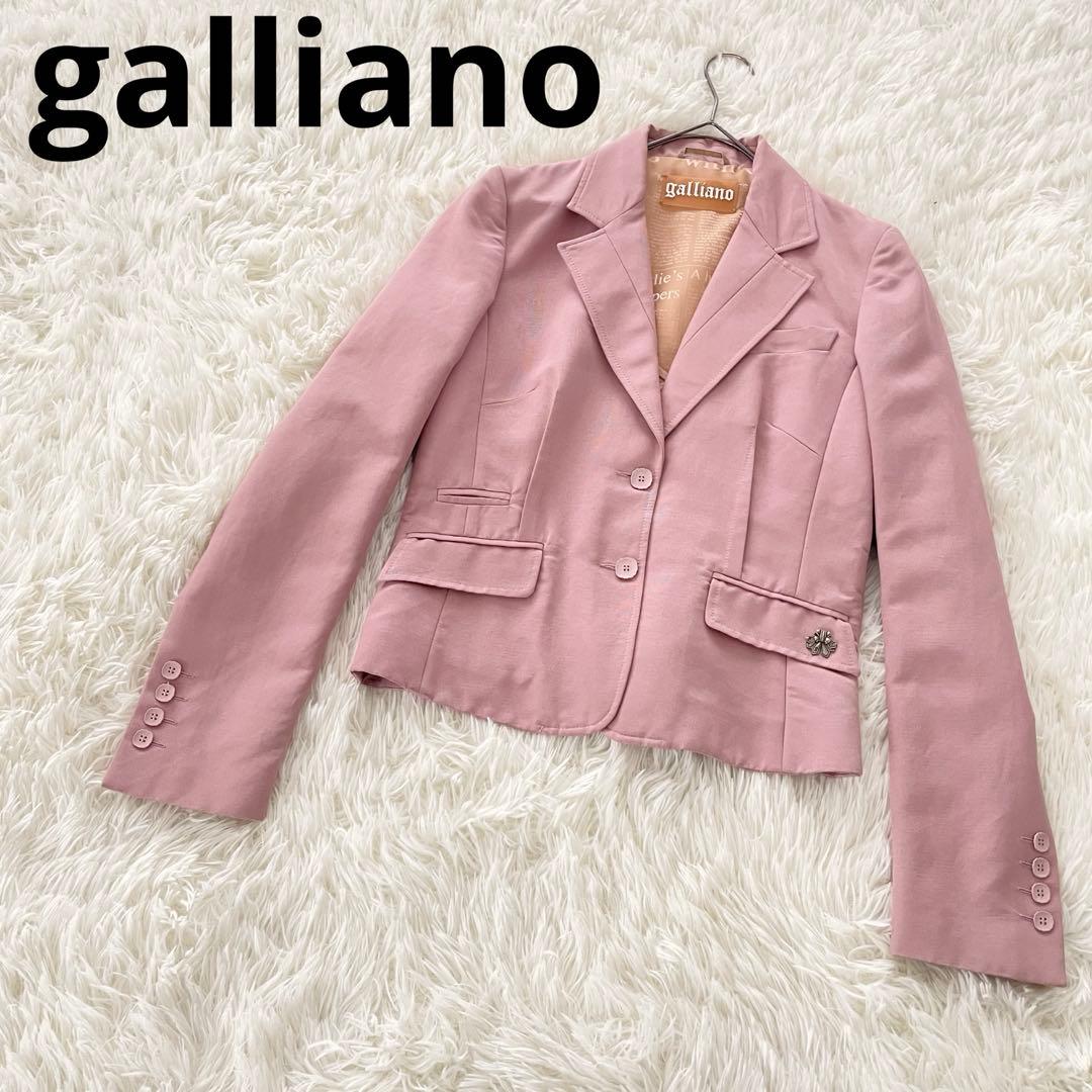 ガリアーノ テーラードジャケット 42 ペインテッドボタン ピンク系