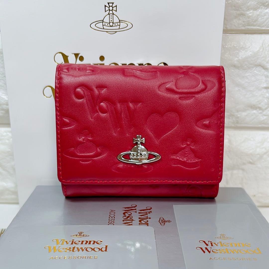 ショッパー付】Vivienne Westwood 3つ折り財布 レッド マット
