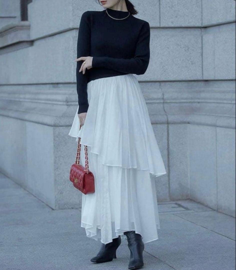 anuans イレギュラーヘムドッキングニットワンピース