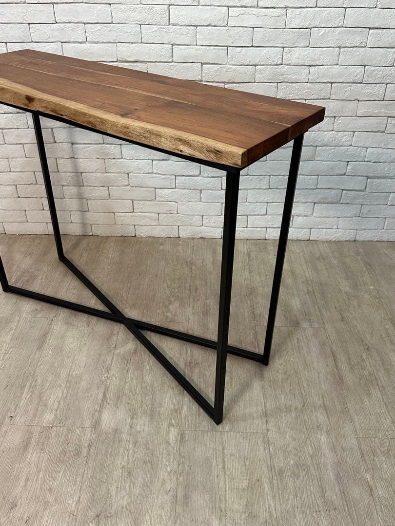 【東京都23区配送無料】一枚板　コンソール　テーブル　飾り棚　アイアン　机　玄関