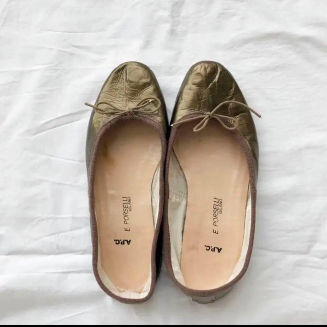 PORSELLI ✖️APC ポルセリ バレエシューズ ブロンズ