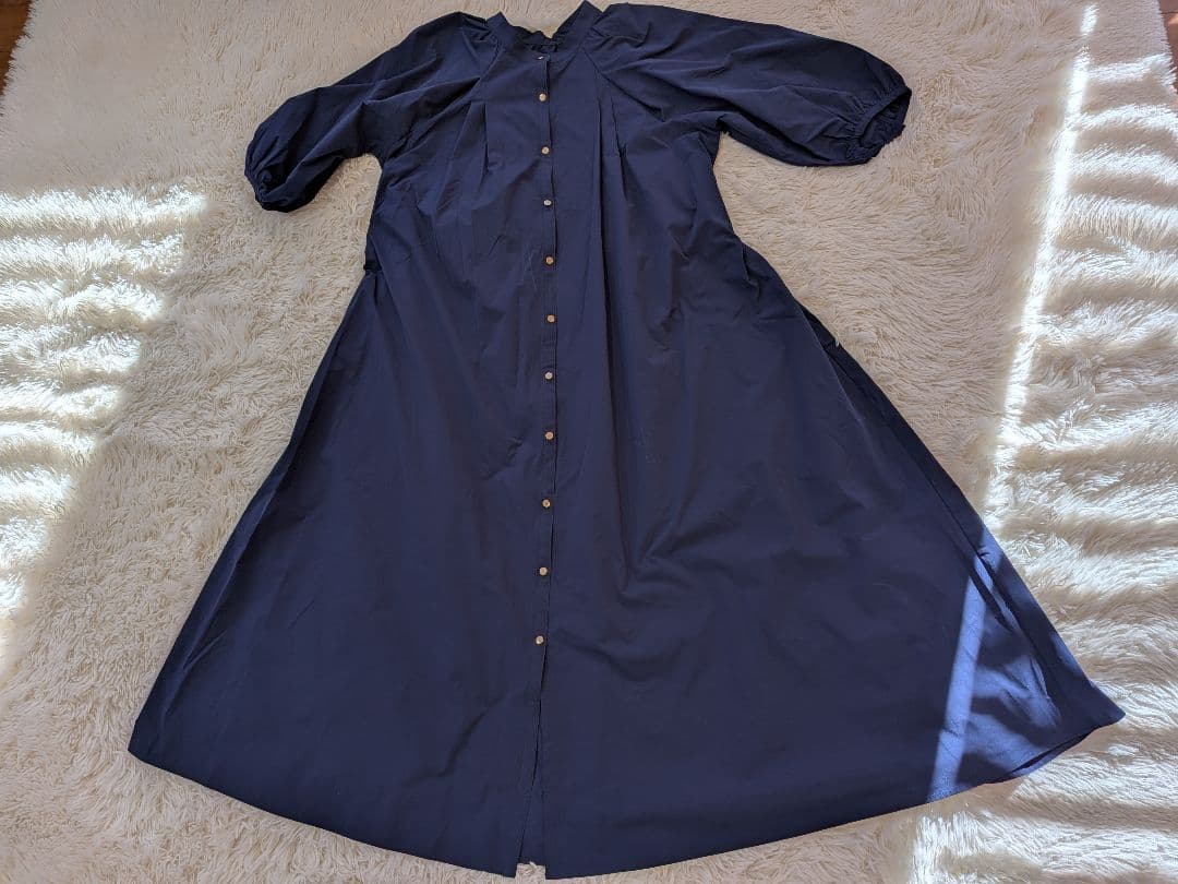 オアーノ　ネイビー 半袖 シャツワンピース Aライン レディース　薄手　RM