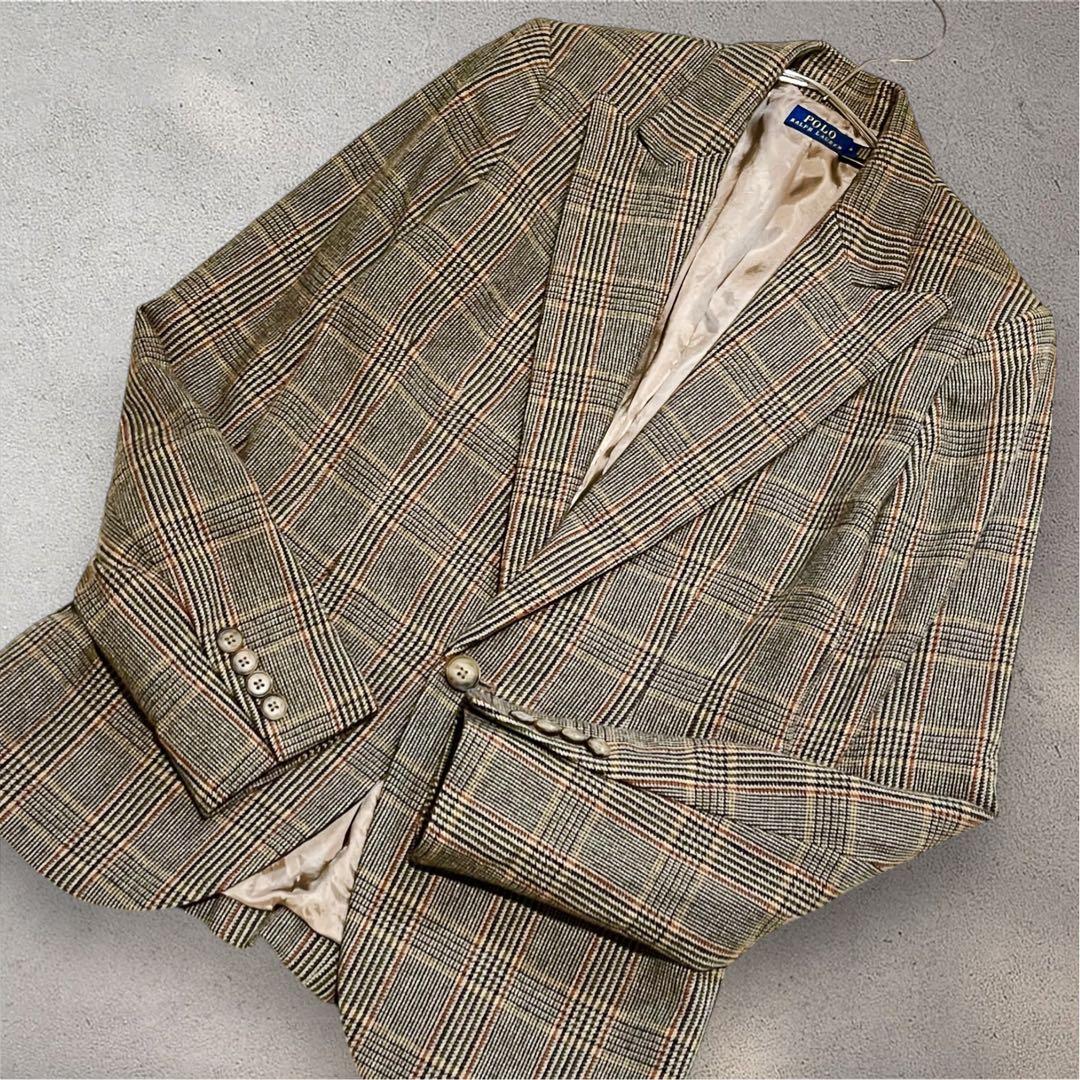【現行タグ】ポロラルフローレン　グレンチェックウールブレンドブレザー　M