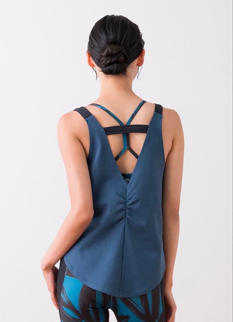 【SUKALA】ハートプリントセパレートタンクトップ(LL/ネイビーブルー)