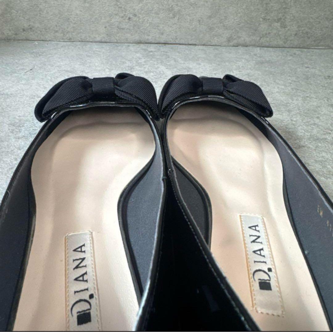 新品！ダイアナ オペラシューズ ポインテッドトゥ リボン エナメル フラット
