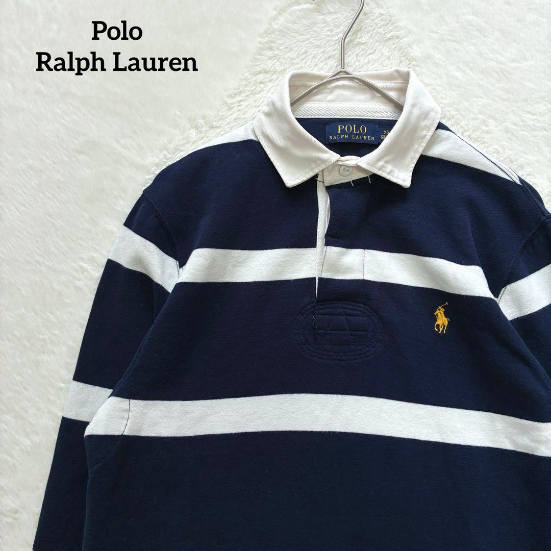 ラルフローレン 太ボーダー ラガーシャツ 常田大輝着用 紺白 XS 裏起毛