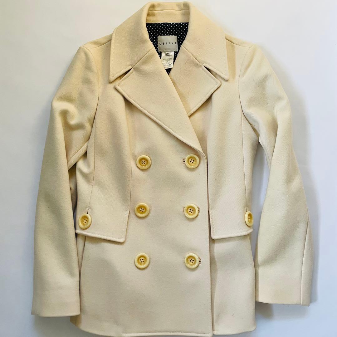 CELINE アイボリー ダブルブレストコート 38
