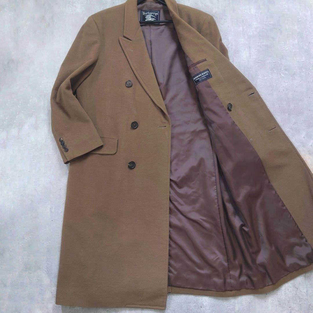 バーバリーズ ダブルブレストコート ウールカシミヤ ロング くすみカーキ