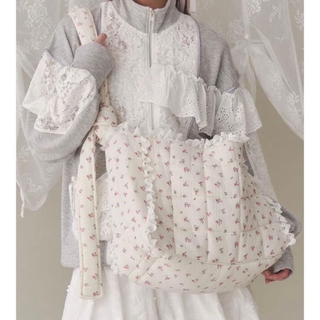 merry jenny　お花のガーゼキルトショルダーバッグ　ピンク