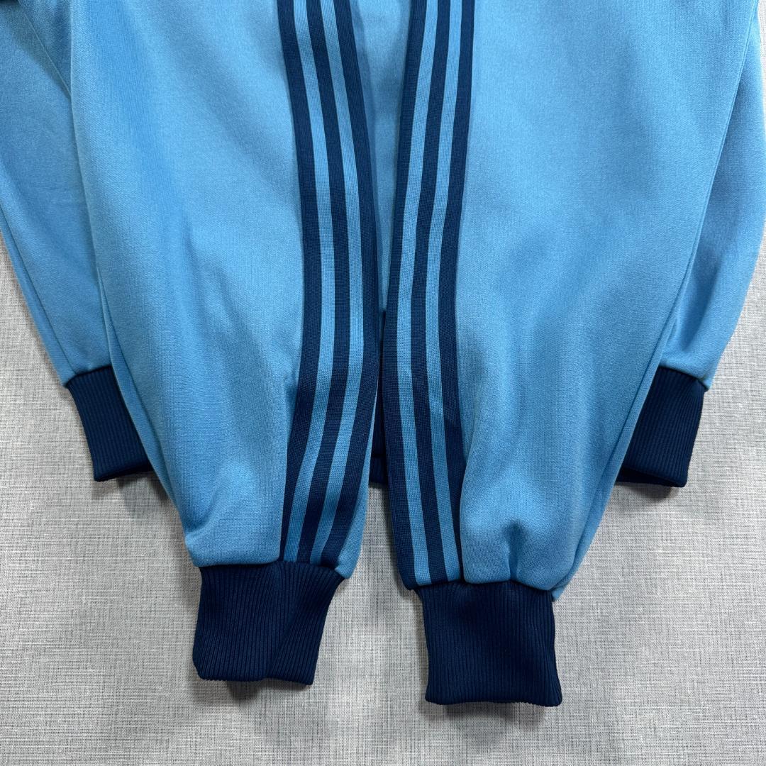 80s adidas アディダス トラックジャケット 水色 デサント製 4号