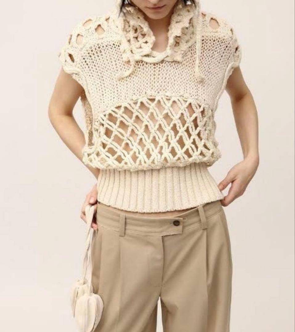 トップス leinwande mix yarn crochet top ivory