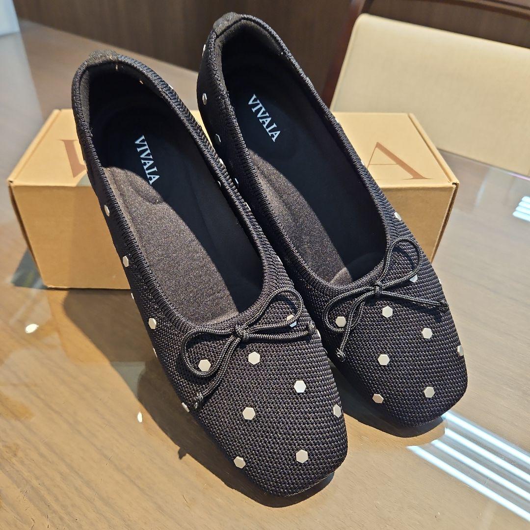 VIVAlA ドット柄 ブラックバレリーナ フラットシューズ 38