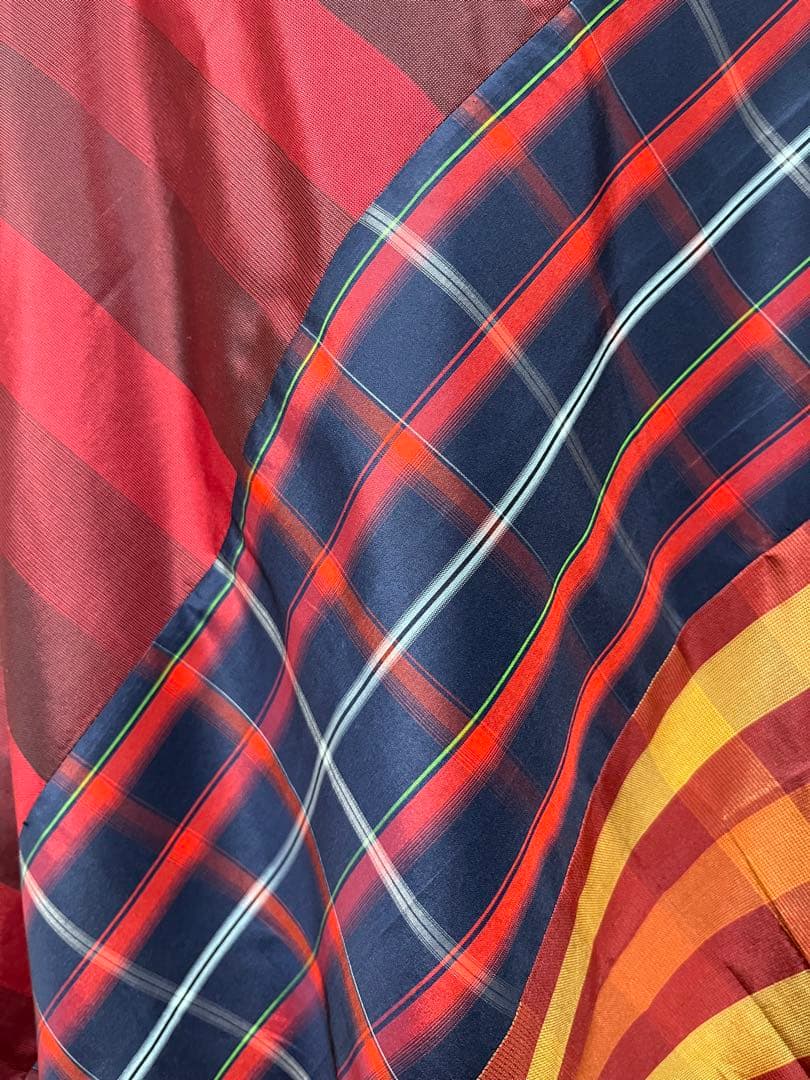 大島紬　パッチワークワンピース　着物リメイク