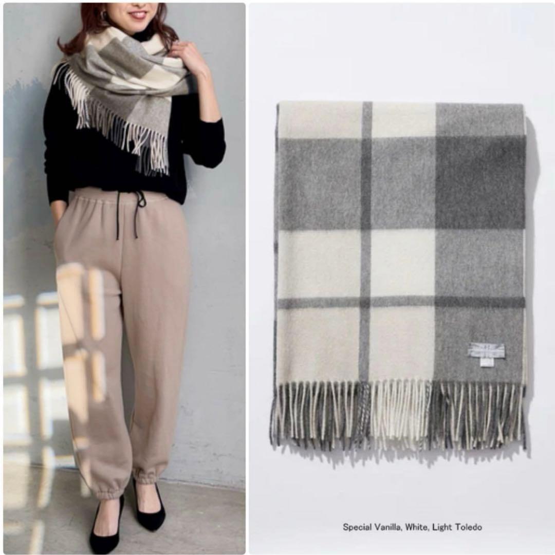 ジュシュアエリス カシミヤ マフラー ストール ブロックチェック柄 大判