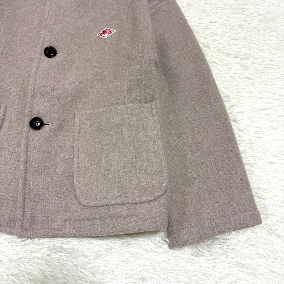 美品 ダントン ライトパイル ウールモッサ カラーレスジャケット ノーカラー