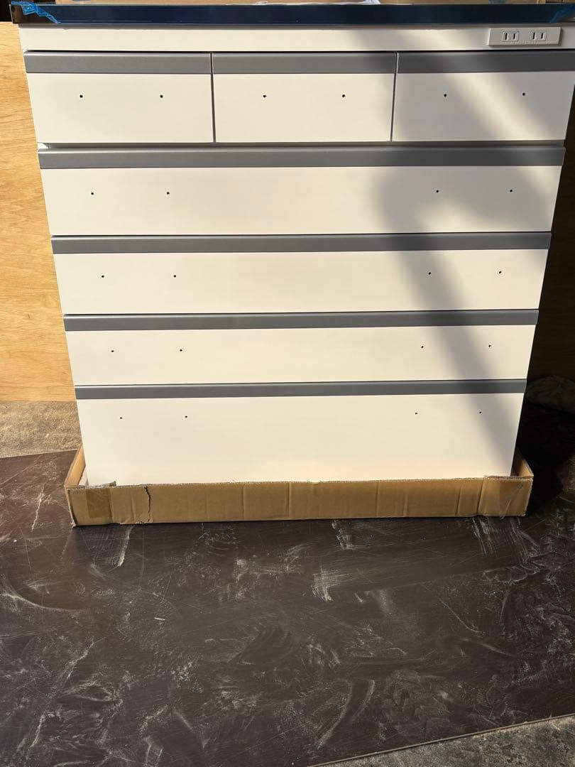 ホワイト 5段引き出し 食器棚天板ステンレス
