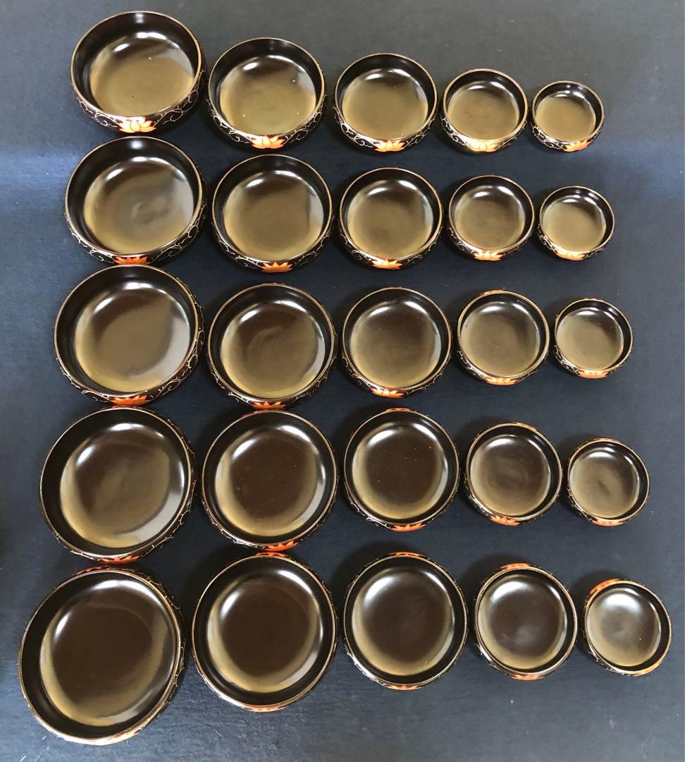 割引❗️《R》輪島塗 会席五ツ揃小鉢5客 蒔絵付 木製漆器　251007あ7