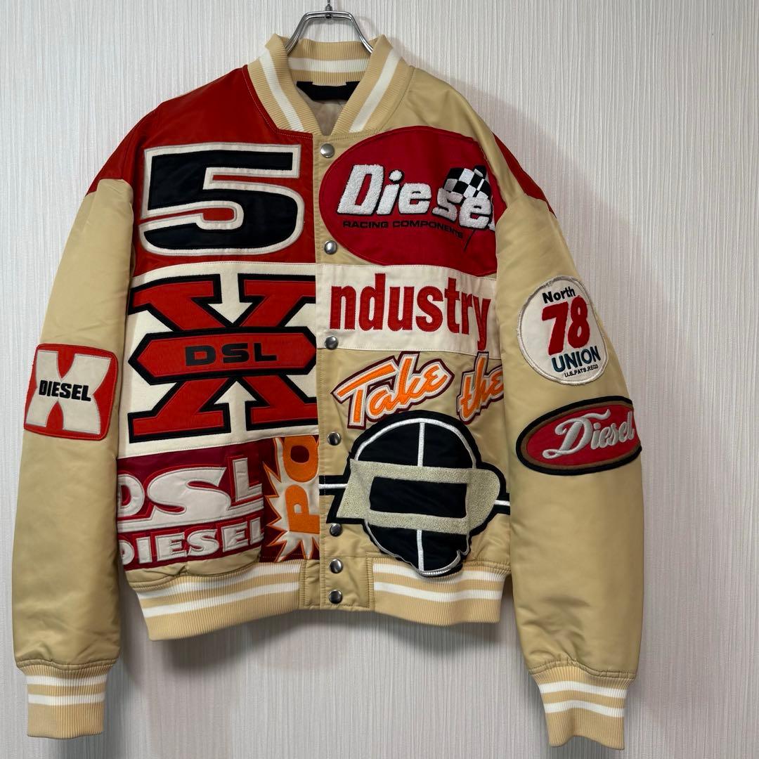 沖*三様 美品 DIESEL スタジャン レーシングジャケット ワッペン ボンバ