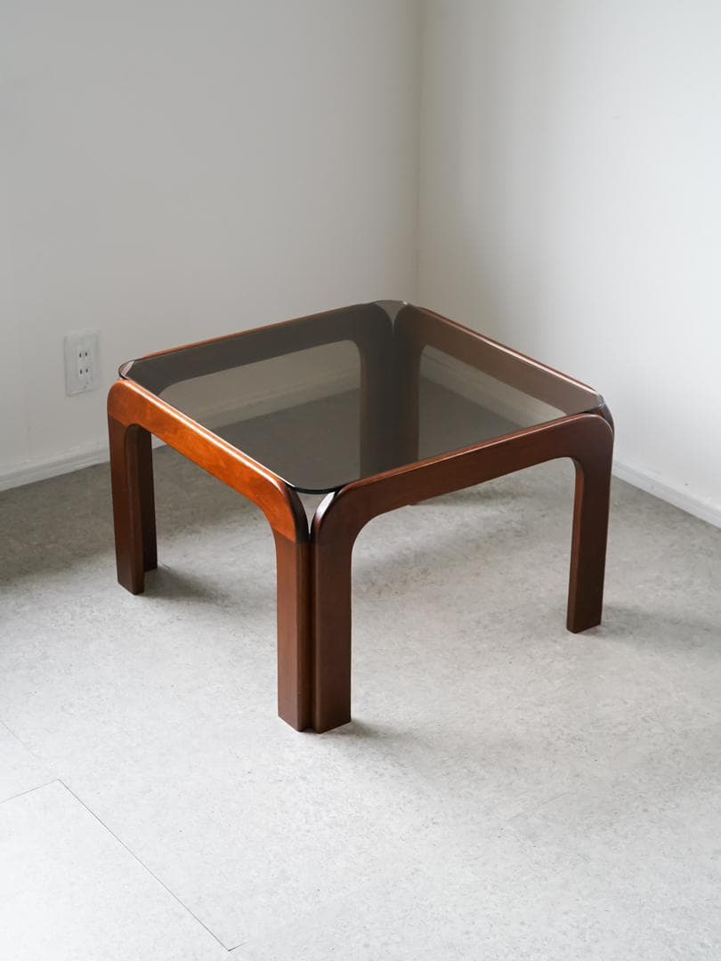 70-80's vintage スモーク ガラステーブル ミッドセンチュリー