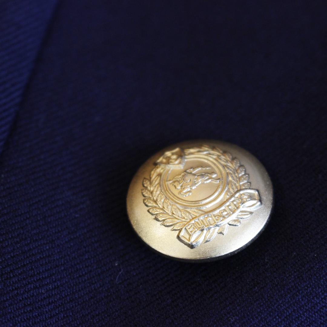 BURBERRY 紺ブレ カシミヤ 金ボタン テーラードジャケット LL 紺色