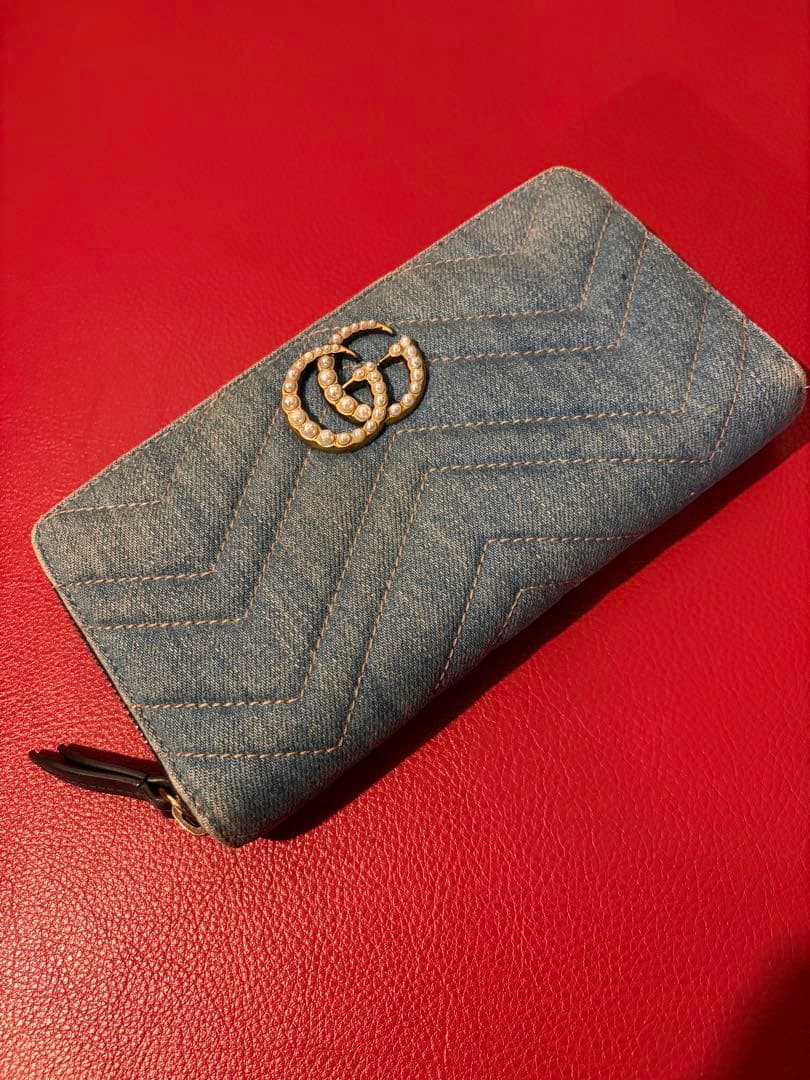 Gucci デニム キルティング 長財布