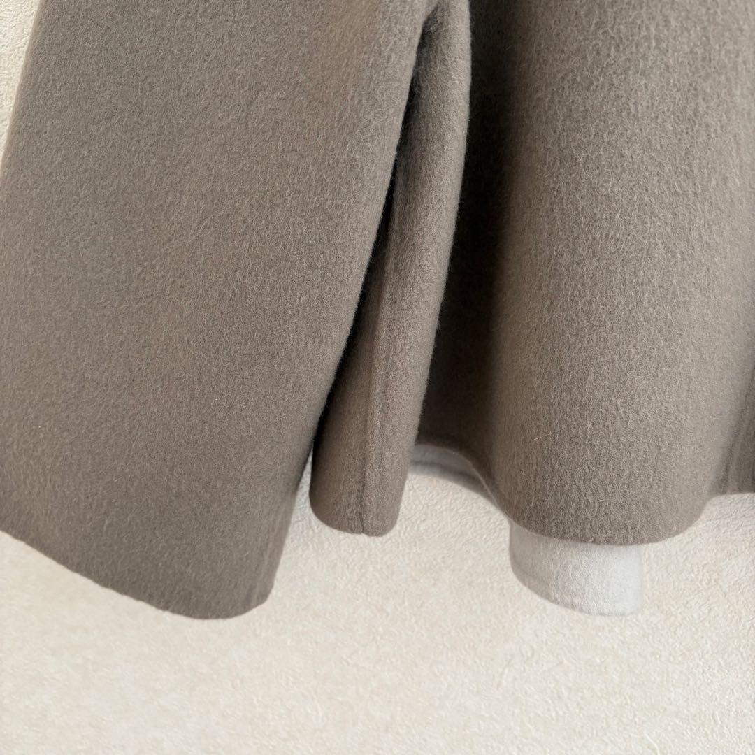 アドーア　カシミヤ　ウール　ノーカラー　ショート　コート
