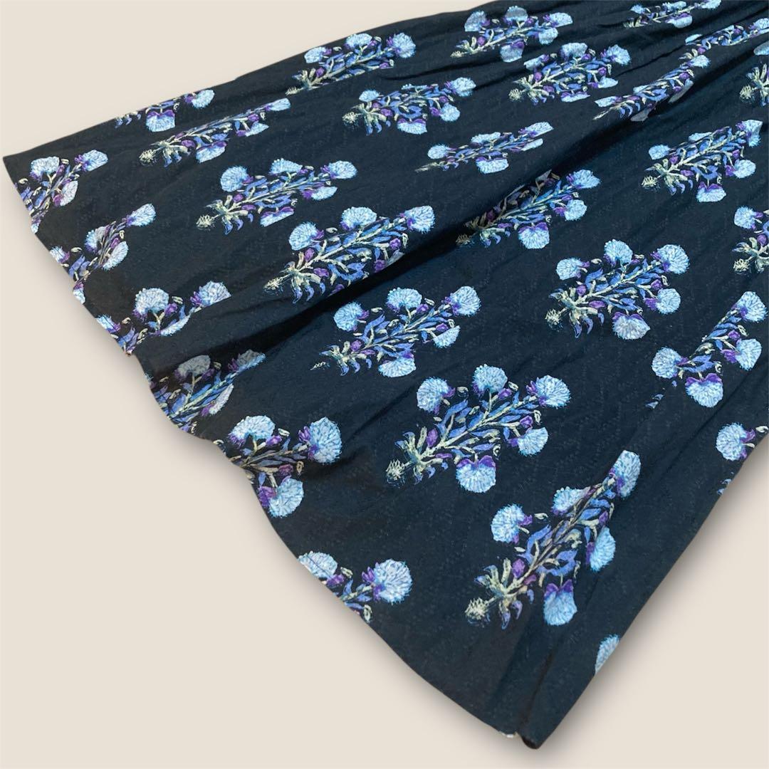 ヌキテパ コットンジャガード マリーゴールド プリントシャーリングドレス